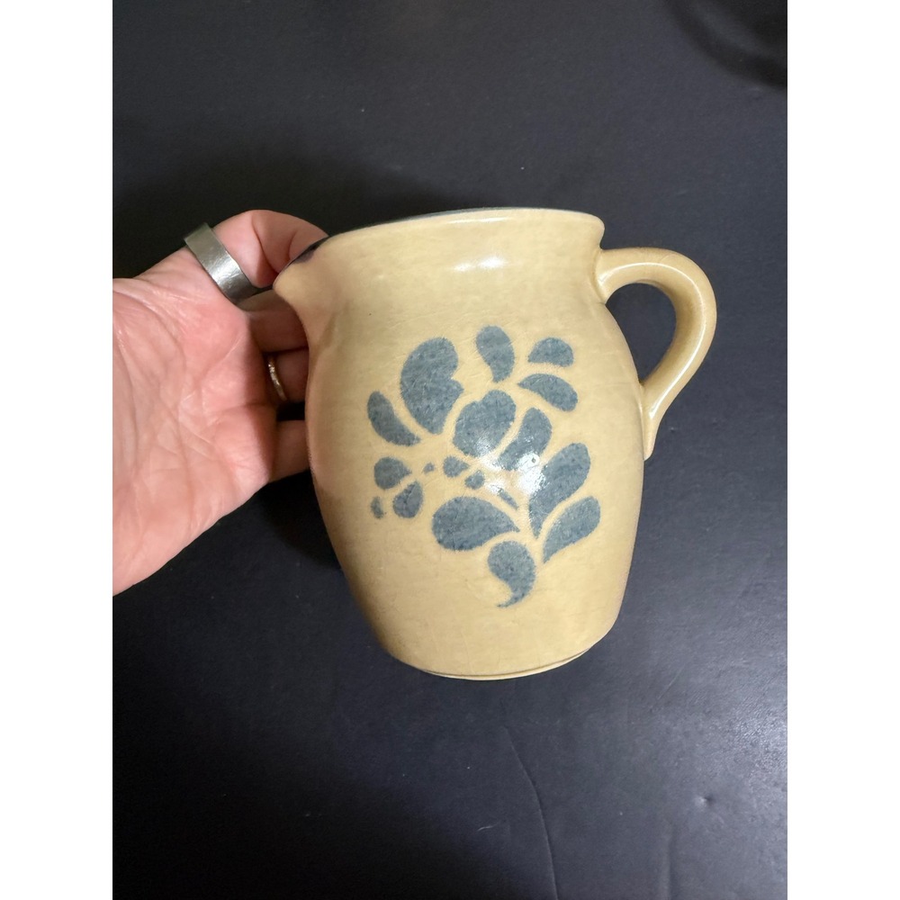 Pfaltzgraff Village Creamer Stoneware Blue Floral Pitcher 024 Made in USA Vtg